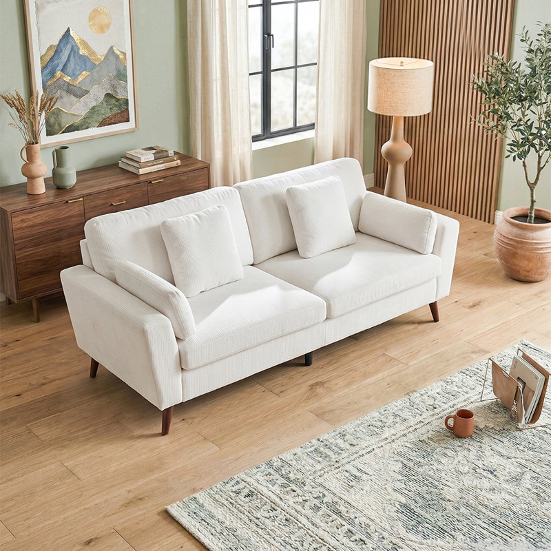 2 Seater Chenille Sofa, white Chenille