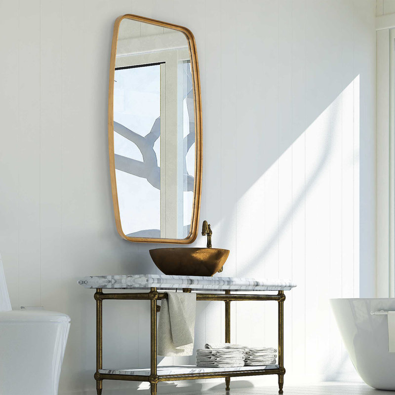 Belle Iron Wall Mirror, 40" x 20", Gold Leaf