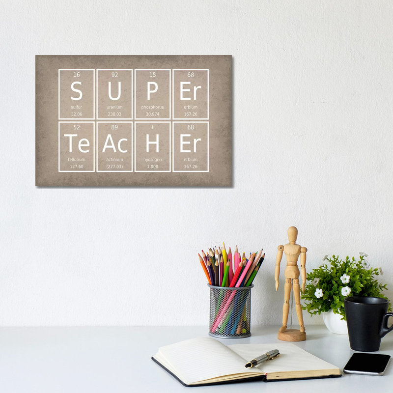 Super Teacher by GetYourNerdOn - Wrapped Canvas Typography, 20.32 cm H x 30.48 cm W