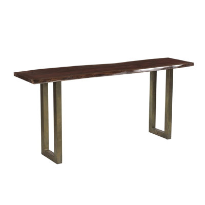 68" Live Edge Solid Wood Console Table with Modern Chrome Base