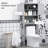 Modern Over The Toilet Storage Cabinet, Double Door Bathroom Organizer with Inner Adjustable Shelf and Open Shelf, Grey