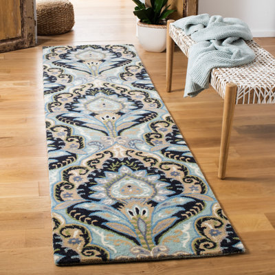 Tapis floral en laine touffeté à la main Kouerga