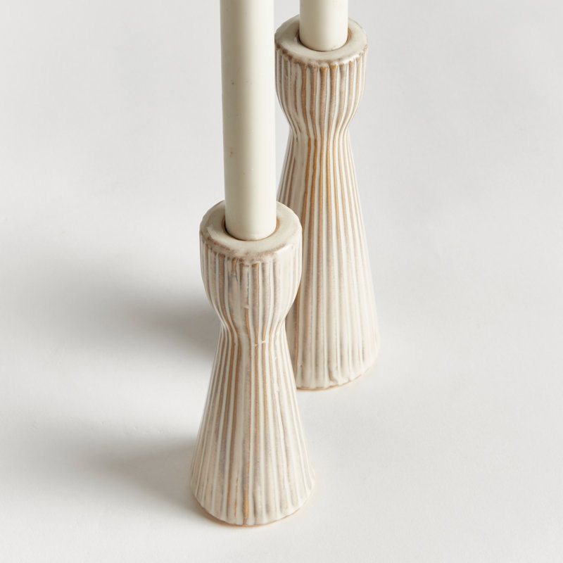 4.3'' H Ceramic Candlestick, Cream