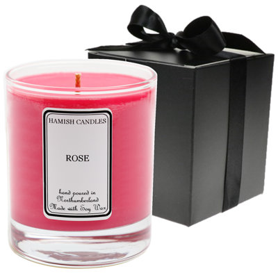 Rose Scented Jar Candle with Glass Holder