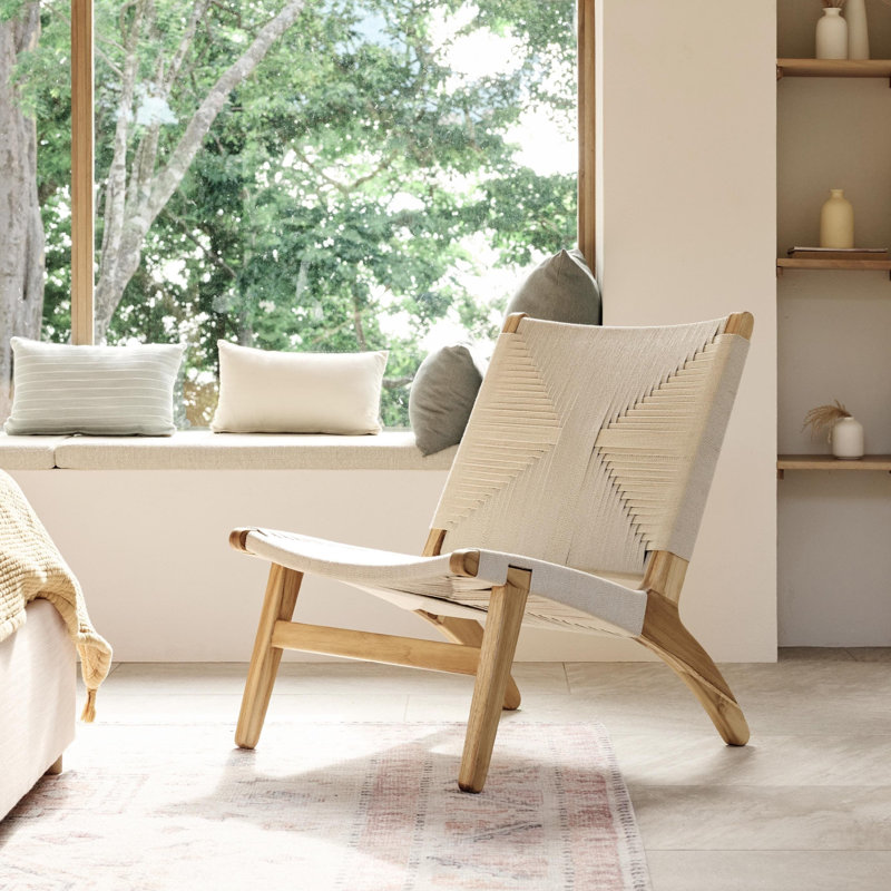 Masaya Lounge Chair, Coffee / Khaki Cross Braided Cord