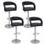 George Set of 4 Adjustable Bar Stools with Backs Arms, Modern PU Leather Swivel Counter Height Stools with Footrest, Kitchen Island Chairs for Dining Room, Home Bar, Cafe, Black-1010057408-1069806060