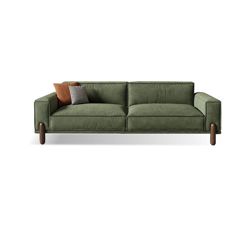Canapé standard en velours côtelé vert, H 29,13 po x l 86,61 po x P 37,4 po
