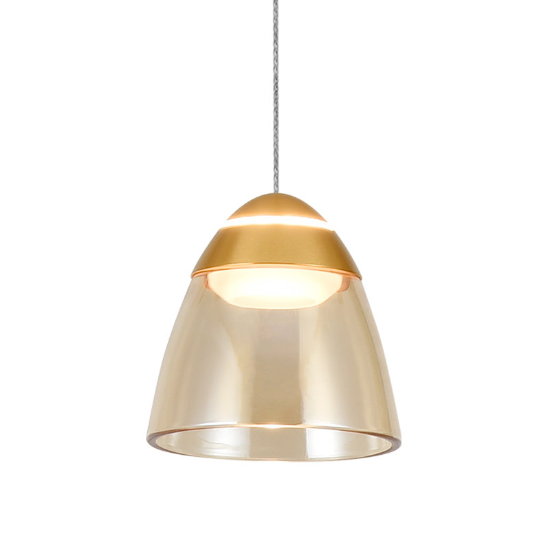 Roma Contemporary Gold LED Pendant Light with Glass Shade
