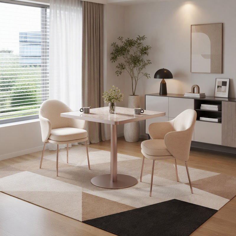 Table de salle à manger 31,5 po Tulip Modern, Pink, Or rose
