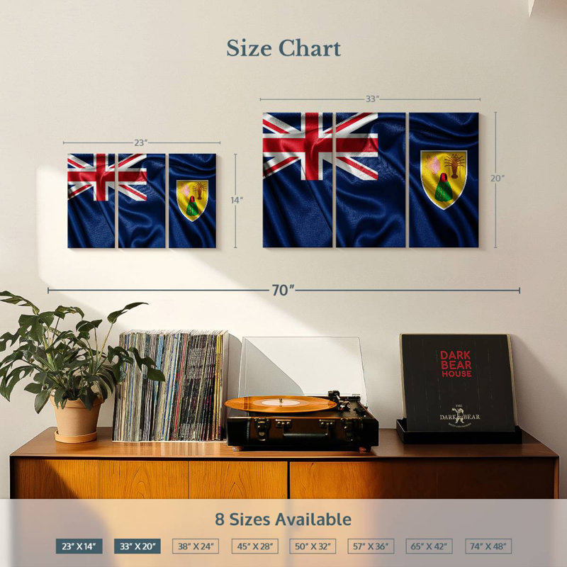 Borges Satin Turks And Caicos Flag, 32" H x 50" W