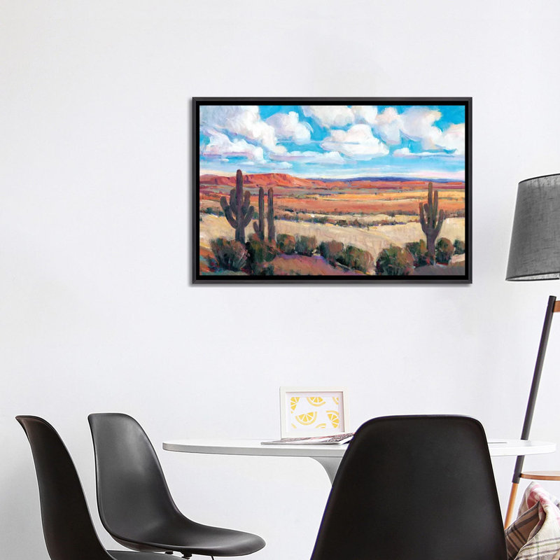 «Desert Heat I» par Tim Ottoole - reproduction d'art, Aucun mat, H 26 po x l 40 po x 1,5 po, Toile avec cadre noir patiné