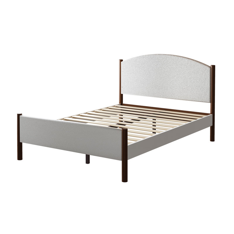 Solid Wood Upholstered Headboard Tail Plate Bed Frame, Full