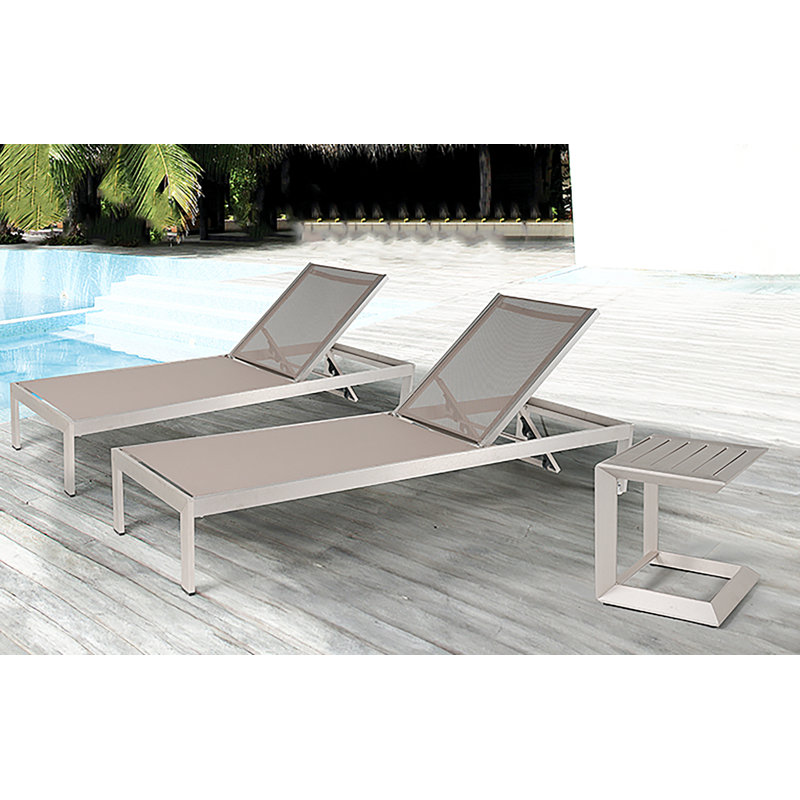 Chaise longue d'extérieur en métal avec table Chale