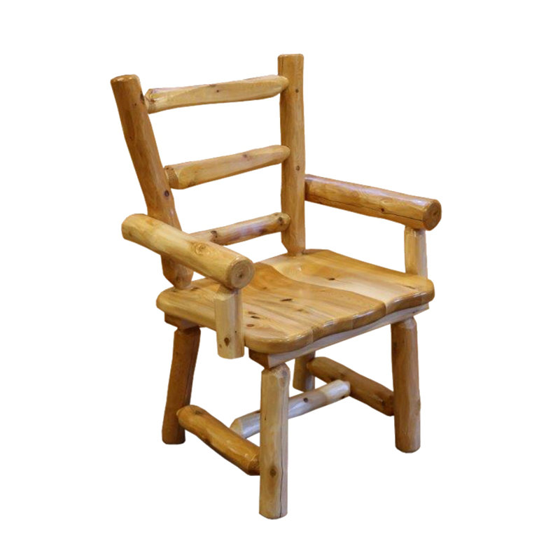 Chaise avec accoudoirs en bois massif avec accoudoirs de fond crème Aliceville, Brun