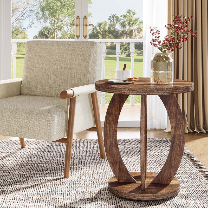 Table de bout ronde 24 po, Brun café