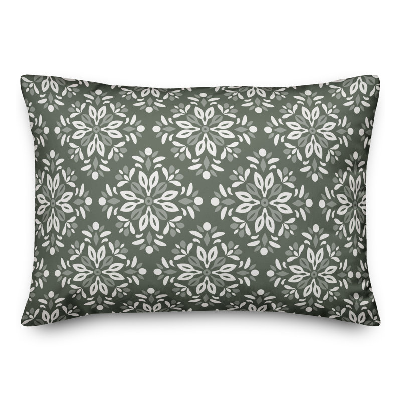 Medallion Outdoor Reversible Throw Pillow, H 14 po x l 20 po, Sauge