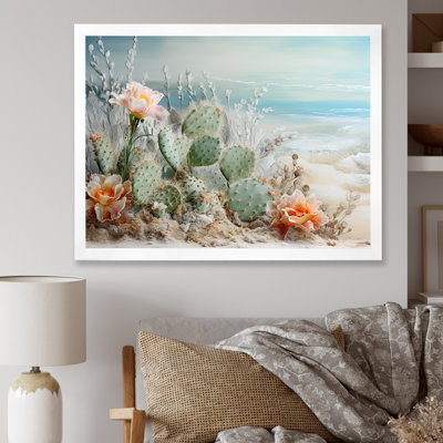 Collage de cactus sur la plage I sur toile