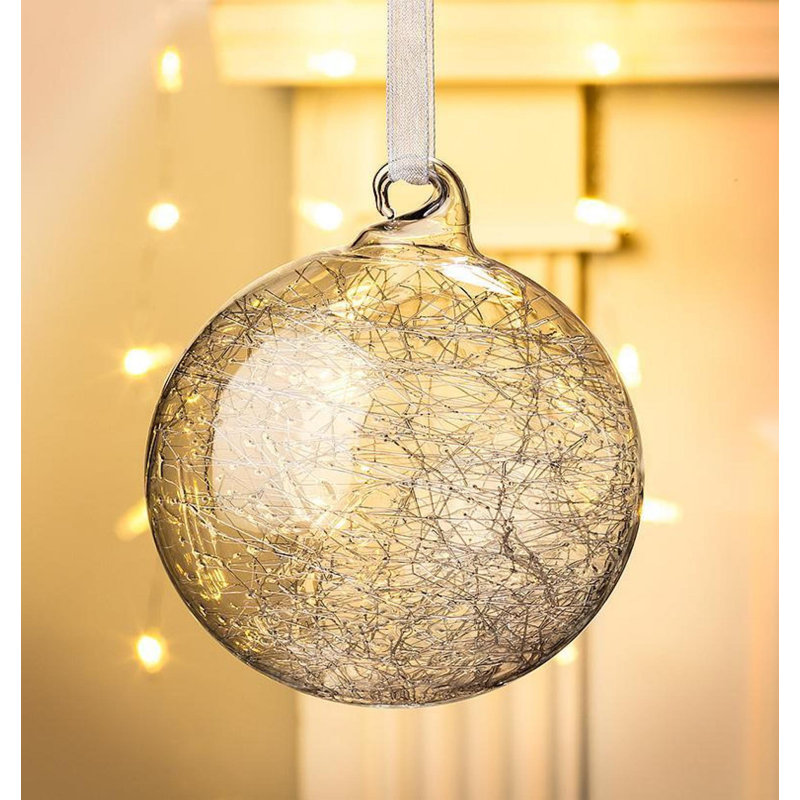 Ornement boule avec fils de verre