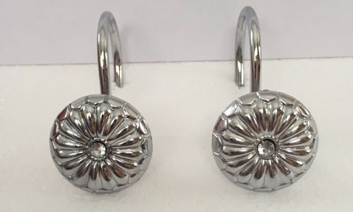 Crochets de rideau de douche Flower, CHROME FLEURI