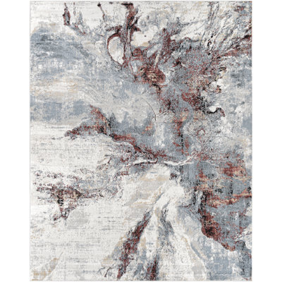 Dittmer Abstract Gray/Dark Red Area Rug