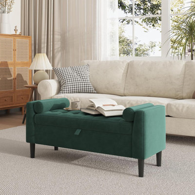 46.5" Upholstered Storage Bench Ottoman with Tufted Design for Bedroom, Entryway, Living Room & Closet