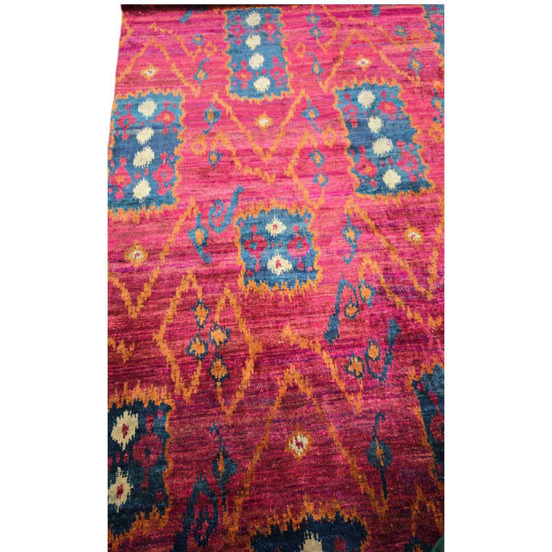 Rumi Abstract Hand-Knotted Silk Purple/Sangria/Gray/Cream Area Rug, Rectangle 8'11" x 12'3"