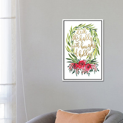 Floral Wreath Deck The Halls 1 Piece Wall Art on Canvas