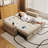 Multifunctional Light Grey Sofa, Steel Frame Chenille Living Room Bed