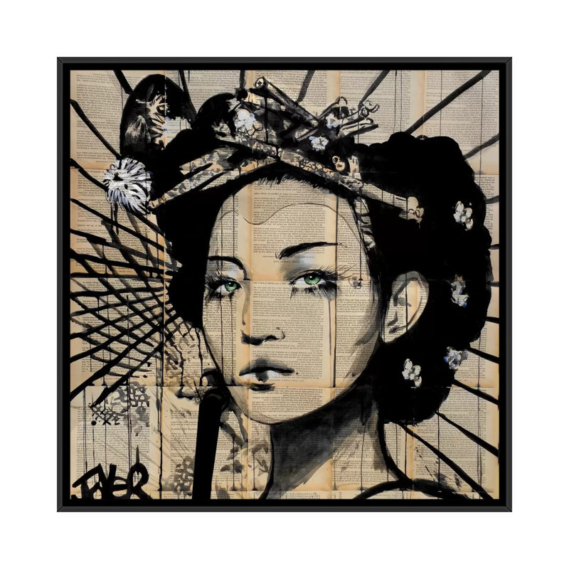 «Lotus», impression sur toile, H 18 po x l 18 po x P 1,5 po, Toile avec cadre noir, Pas de tapis