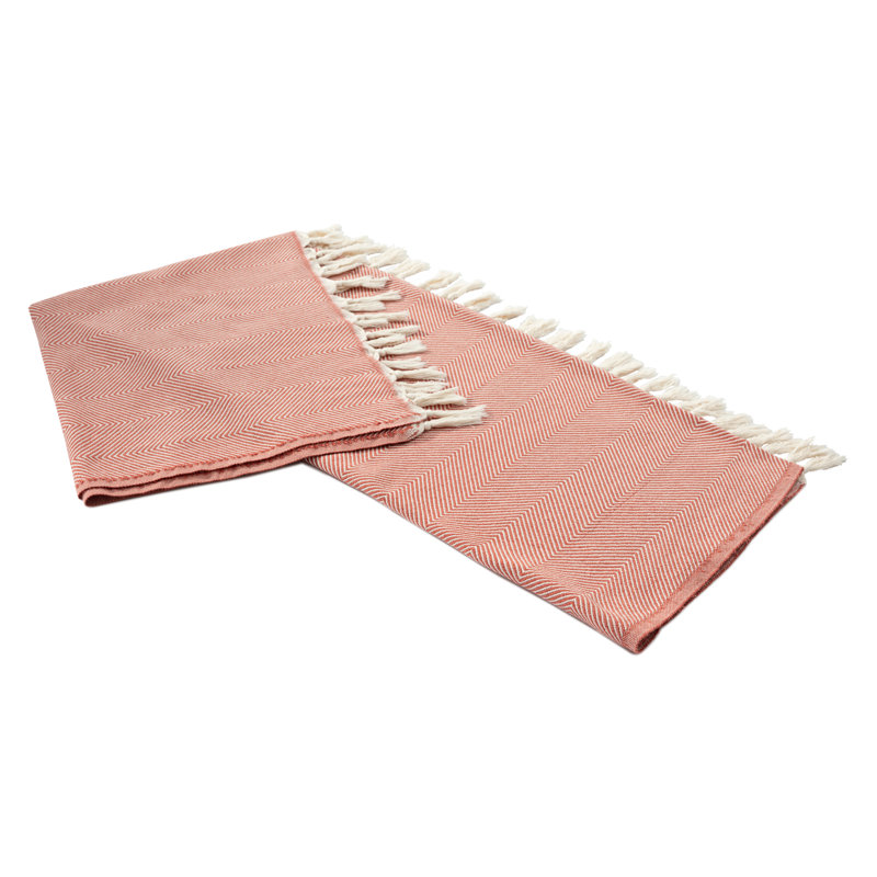 Jeté à chevrons 100% coton Vincenza, Rouge