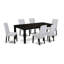 L'ensemble de mobilier de salle à manger 9 pièces comprend une table rectangulaire en bois avec feuille papillon et 8 chaises Parsons en tissu gris, noir-655292488-655292492-655292489