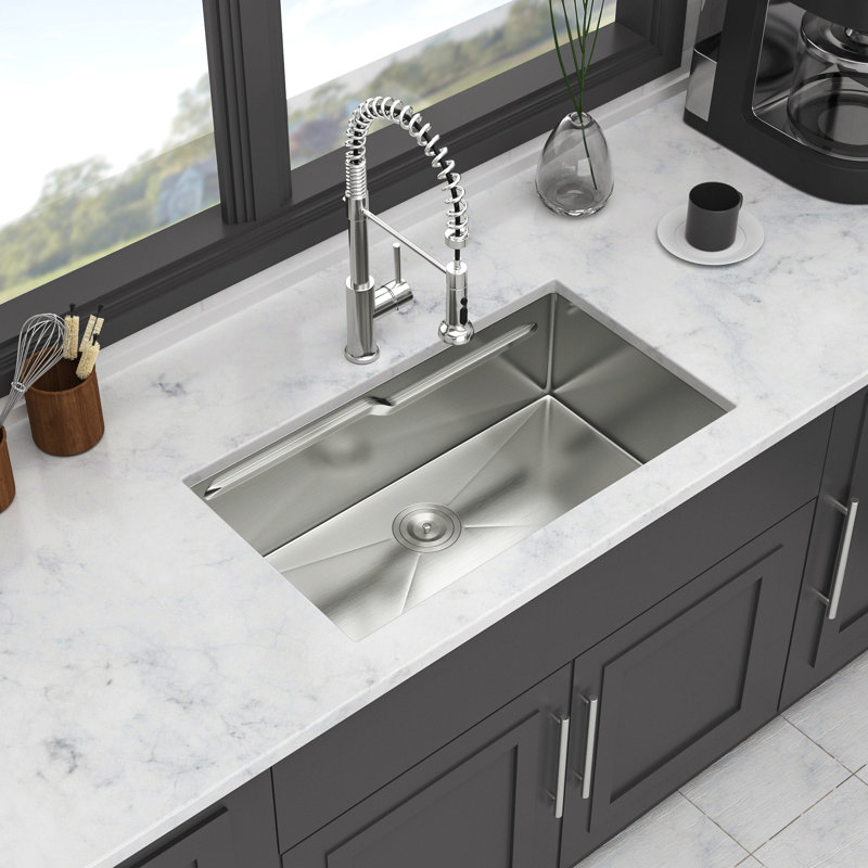 33" Undermount Kitchen Sink - Single Bowl 16 Gauge Stainless Steel Ledge Workstation Kitchen Sinks