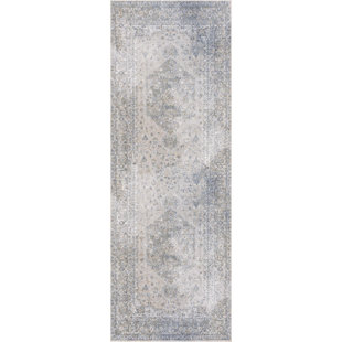 Gaeli Machine Washable Medallion Blue Area Rug