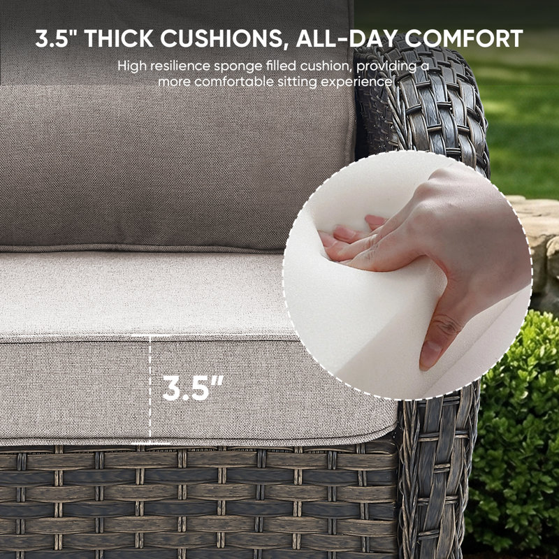 Ensemble de conversation 8 pièces avec chaises berçantes et pivotantes pour l'extérieur, Beige, Brun