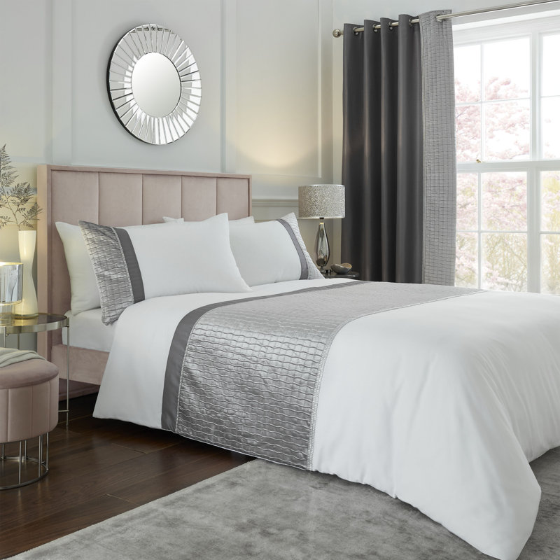 Silver Duvet Cover Set, Double Duvet Cover + 2 Standard Pillowcases