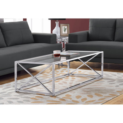 Table d'appoint rectangulaire en verre trempé avec base en métal pour salon moderne et transparent