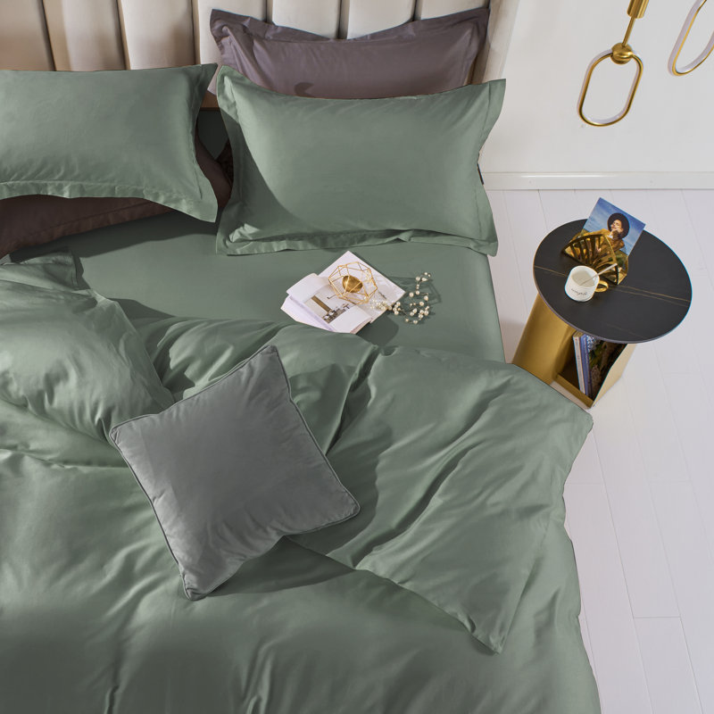 Solayne 3-Piece Soft Washed Microfiber Duvet Cover Set with Zipper Closure and Corner Ties, OEKO-TEX Certified, Green