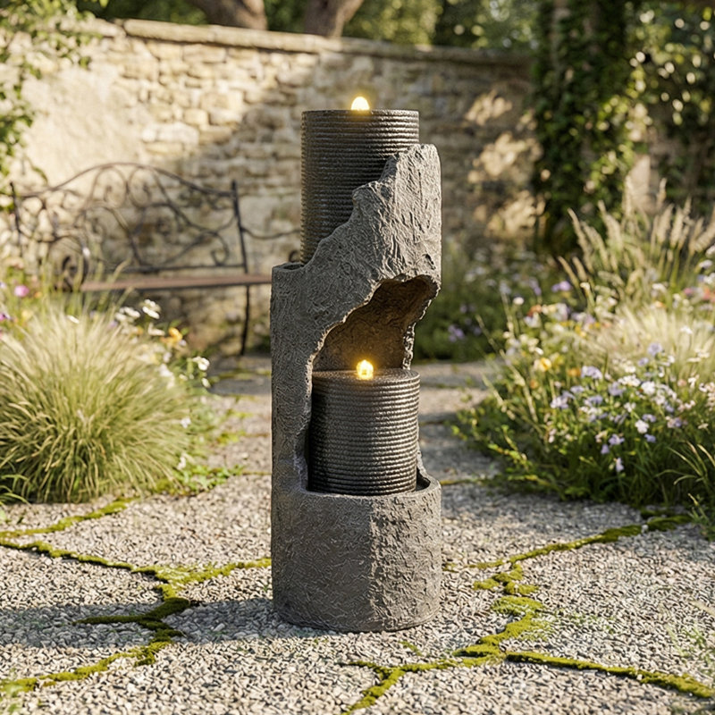 Outdoor Fountain with Lights