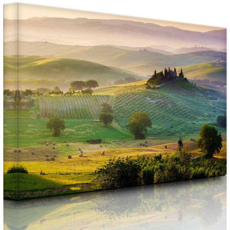 Beautiful Misty Tuscany Landscape by No - Wrapped Canvas Print, With lighting, 60cm H x 80cm W x 4.5cm D