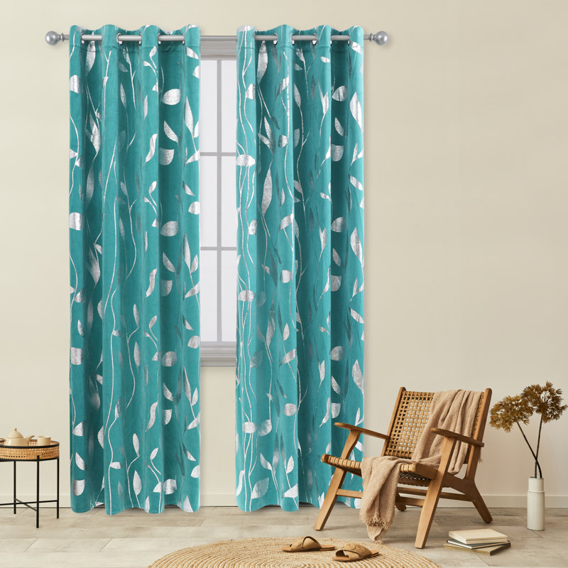 Zaleski Room Darkening Curtain Pair, 52" W x 108" L, Haze Blue