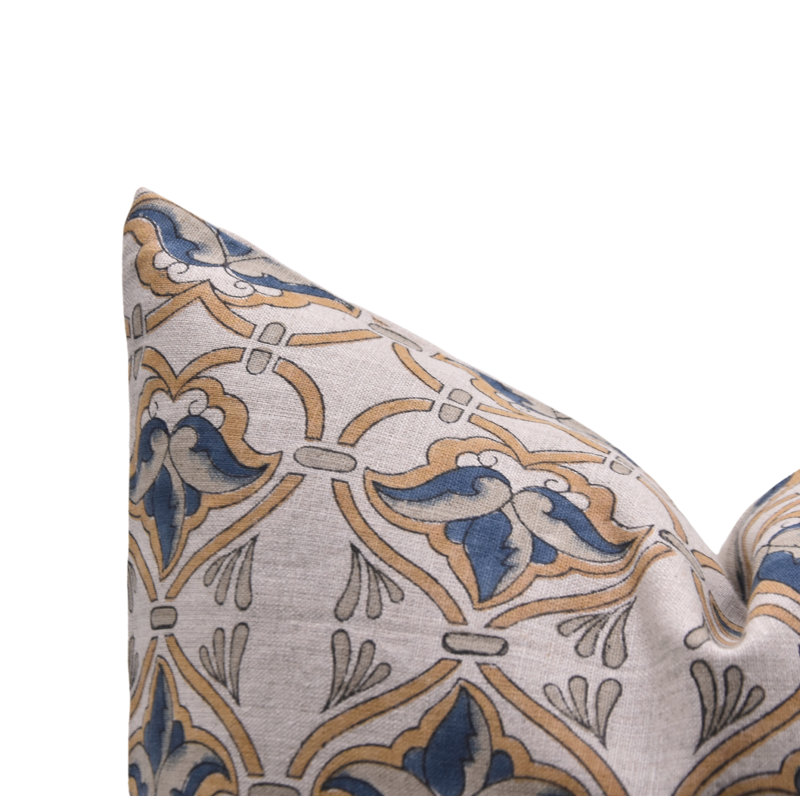 Coussin décoratif bohémien couvre des coussins décoratifs en lin faits à la main 24 po x 24 po Haridwar, H 24 po x l 24 po