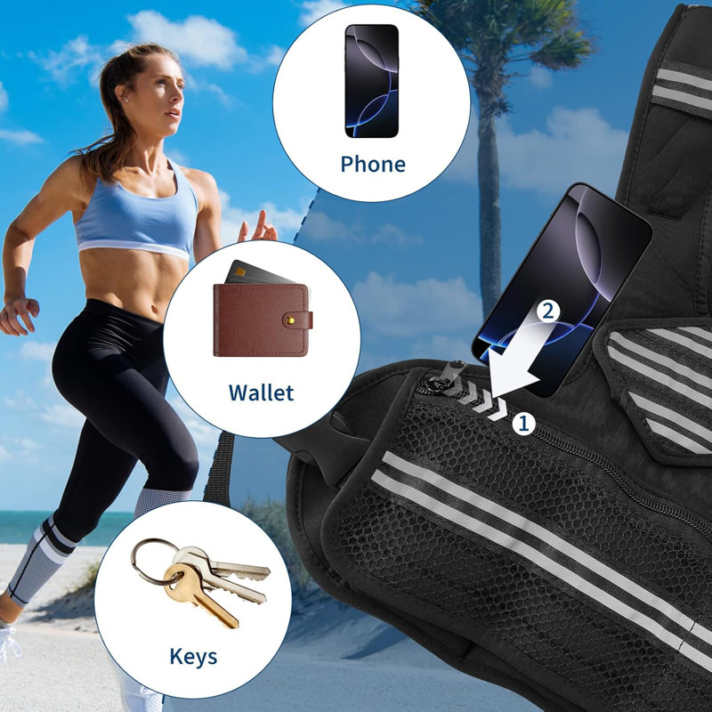 Aptliton Adjustable Weighted Vest, Neoprene Fitness Vest with Reflective Strips & Pockets, Men/Women