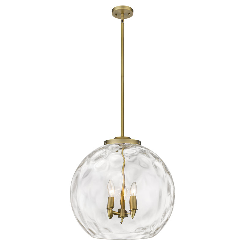 Luminaire suspendu sphère 3 lumières 3 lumières, H 19,5 po x l 17,88 po x P 17,88 po, Laiton brossé