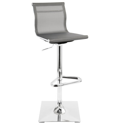 Contemporary Adjustable Barstool With Swivel In Silver