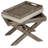 Navin Distressed Wood Tray Top Ottoman with Beige Fabric Top