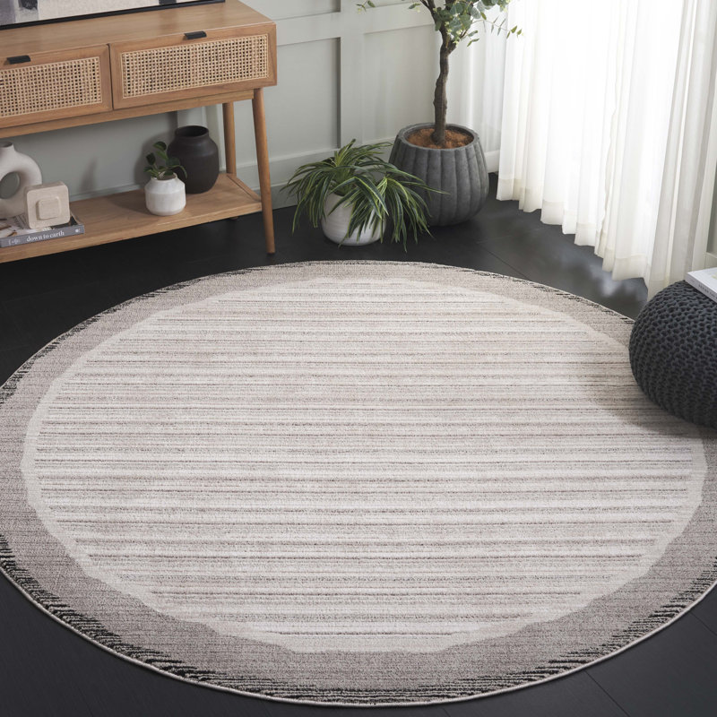 Drus 100 Performance Striped Rug, Round 6'7"