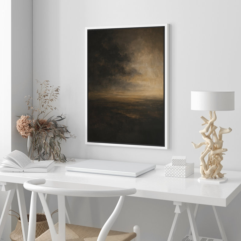 Reproduction de paysage abstrait encadrée d'art mural sur toile pour un décor moderne, H 24 po x l 16 po, Blanc