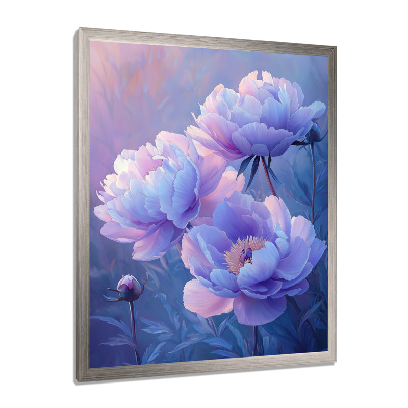 Baisley - Floral Wall Art, 44" H x 34" W, Single Picture Framed Print, Silver
