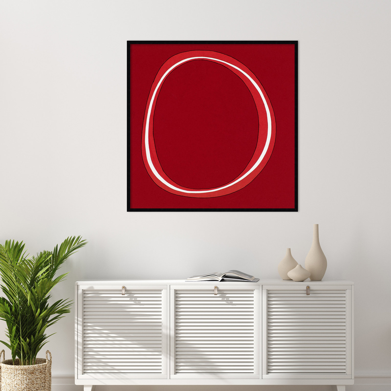 Red Circle Print by Alex Dunn, Black, 41" H x 41" W