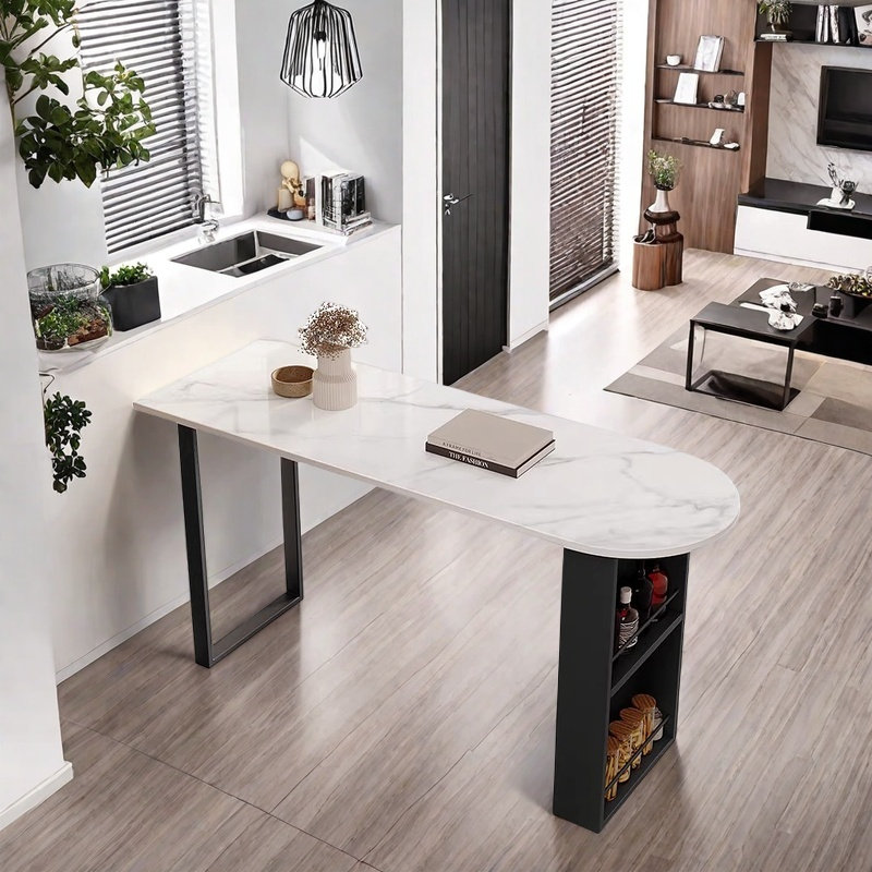 Simple and light luxury bar table, 41.3"H x 55.1"L x 19.6"W, Black
